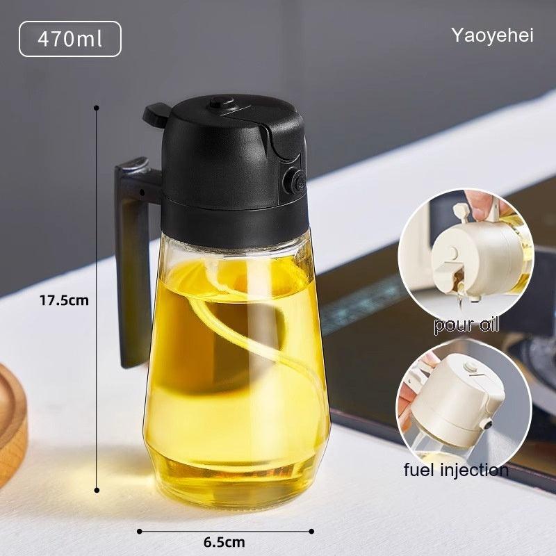 470ML Olive Oil Sprayer Dispenser For Cooking BBQ 2 In 1 Glass Oil Vinegar Soy Sauce Spray Kitchen Oil Bottle For Air Fryer - Elite Essence Store
