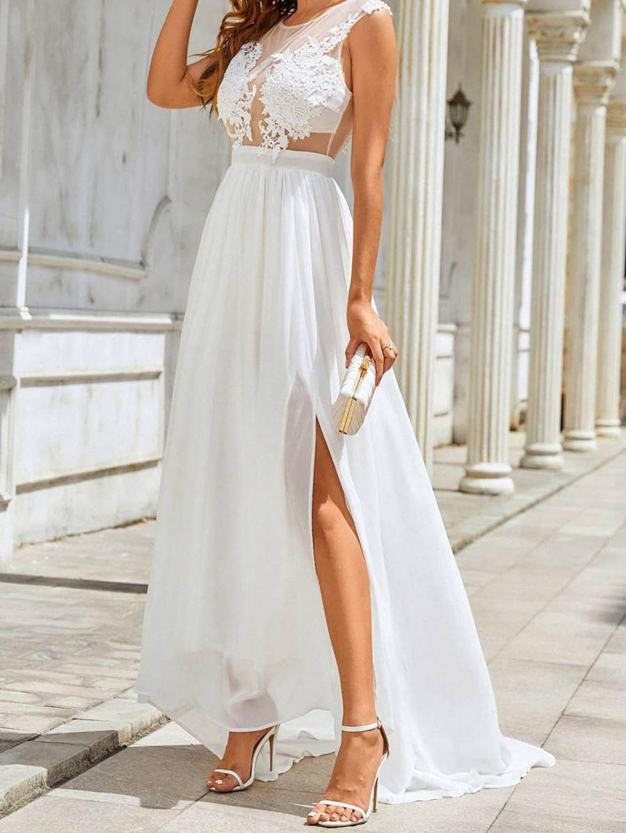 Chiffon Lace Trailing Wedding Large Swing Dress - Elite Essence Store