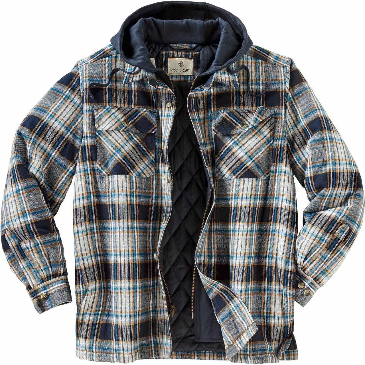 Cotton Coat Plaid Printed Loose Jacket Men