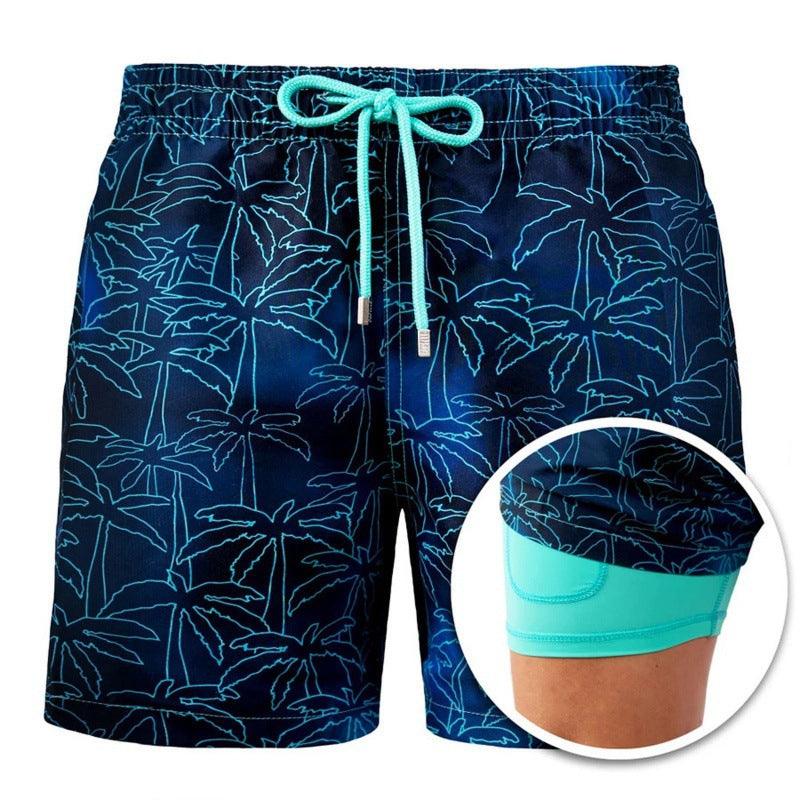 Men's Printed Beach Shorts Sports Double Layer Shorts Summer - Elite Essence Store