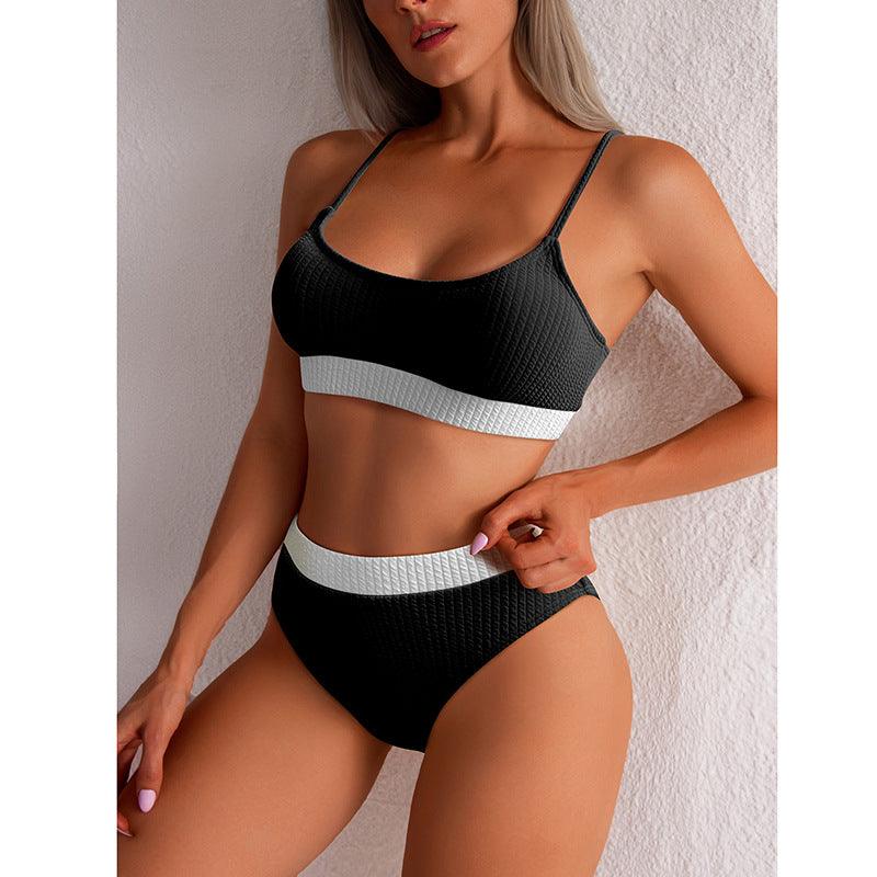 High Waist Bikini Swimwear Women Swimsuit New Push Up Biquini Ribbed Bathing Suit Women Sexy High Cut Bikinis Set - Elite Essence Store