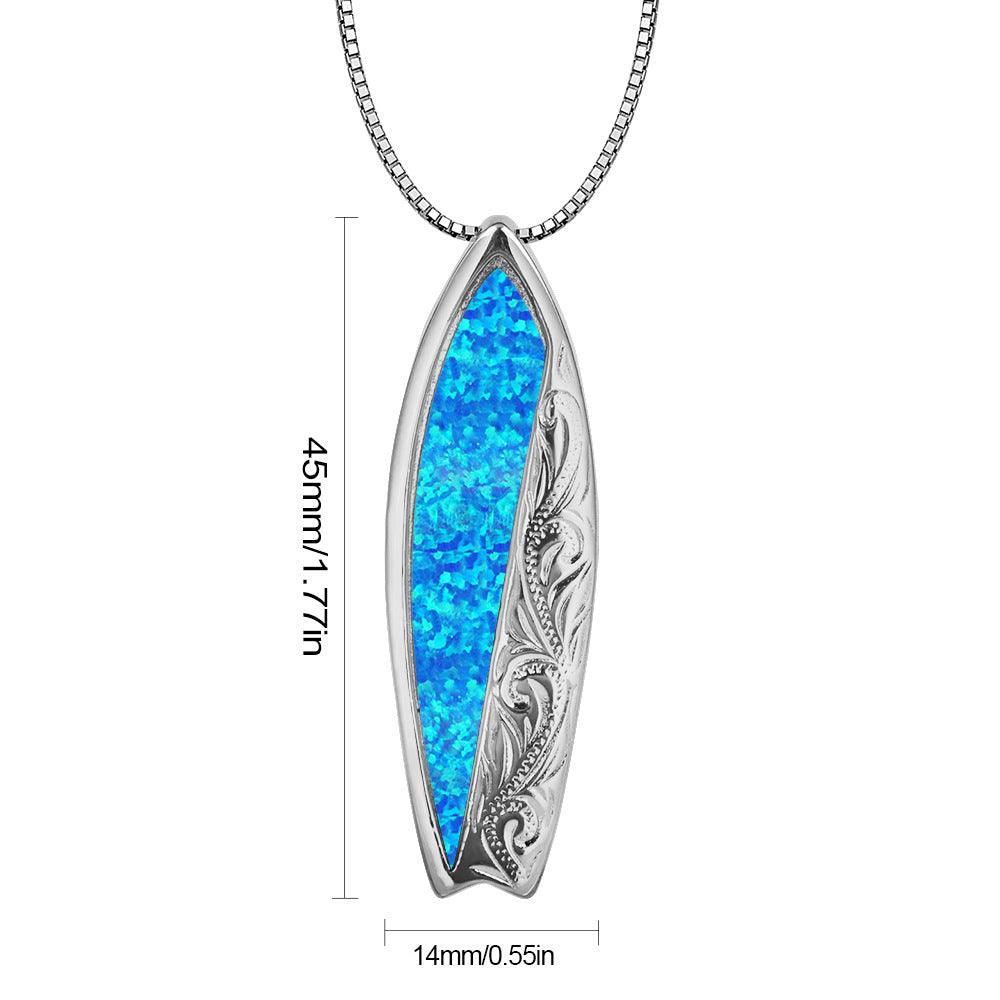 Blue Opal Surfboard Necklace Surfboard Pendant - Elite Essence Store