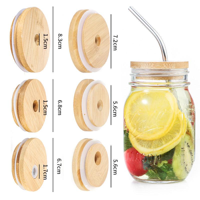 With Straw Hole Glass Bottle Mason Drinking Cup - Elite Essence Store