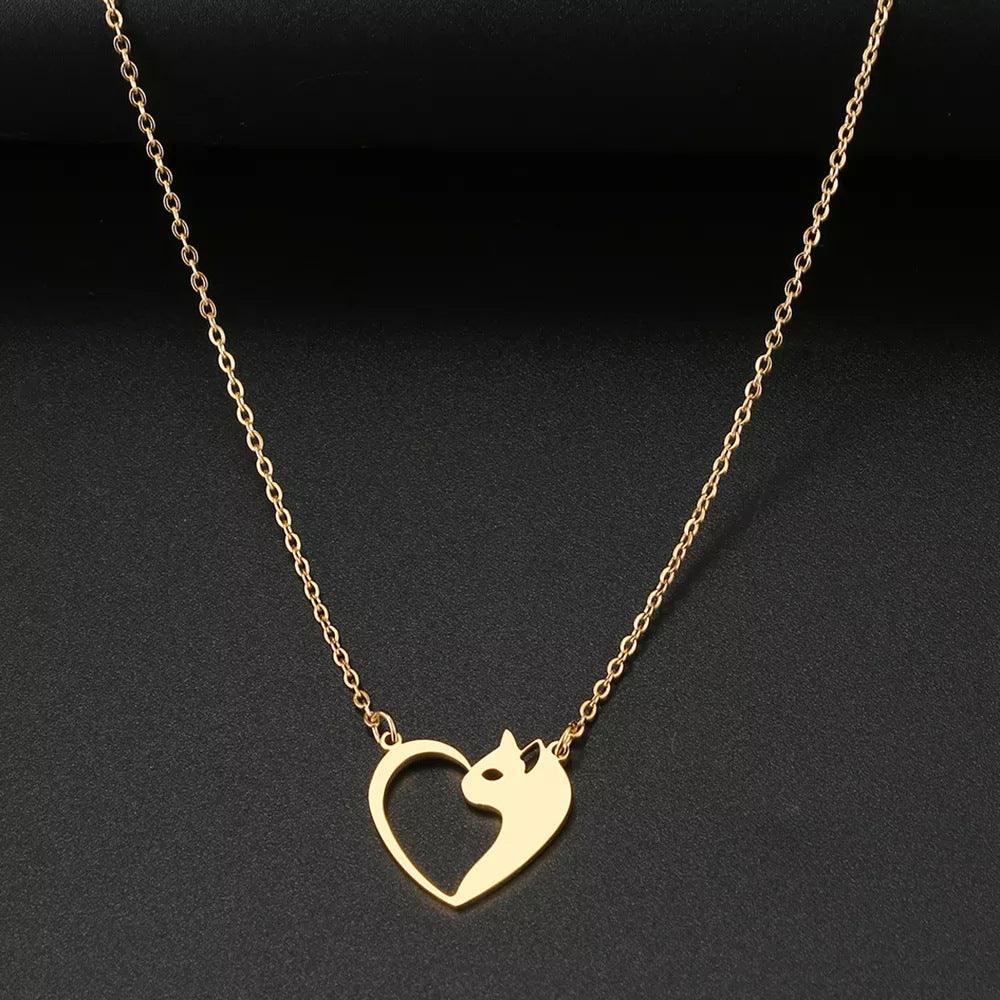 Women's Fashion Stainless Steel Cat Pendant Necklace - Elite Essence Store