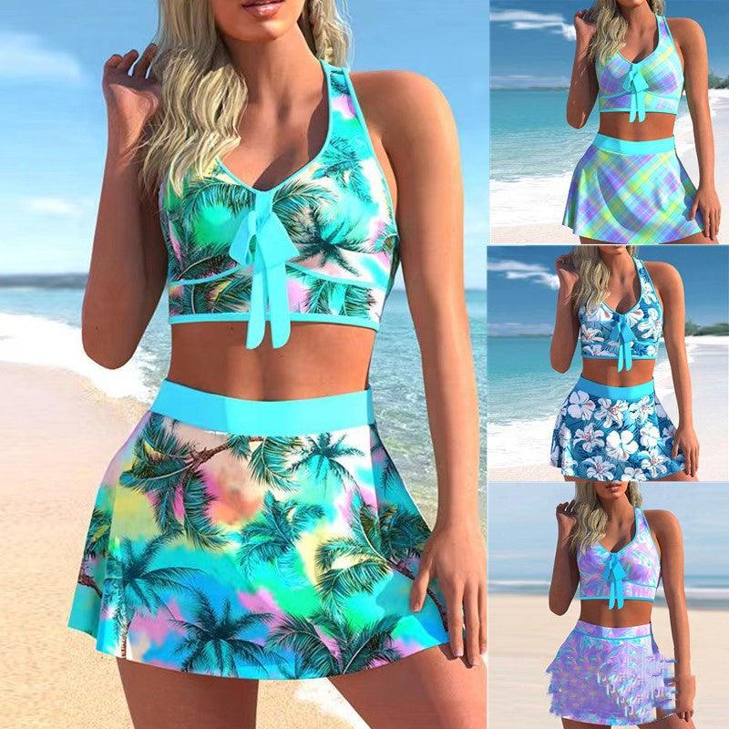 Split Swimwear Skirt Conservative Large Print - Elite Essence Store