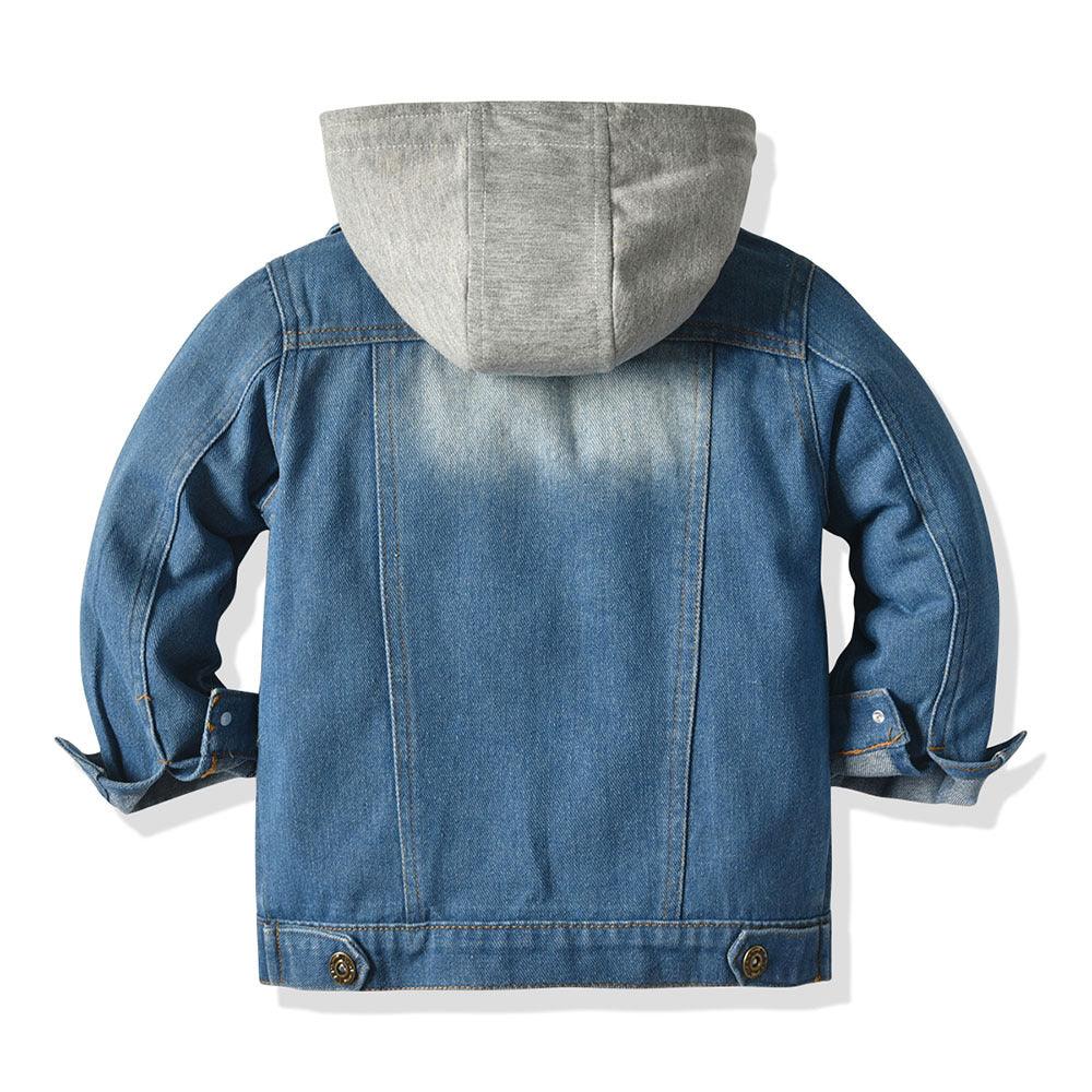 Children's Fake Two-piece Denim Jacket, Children's Hooded Fashion Casual Top - Elite Essence Store