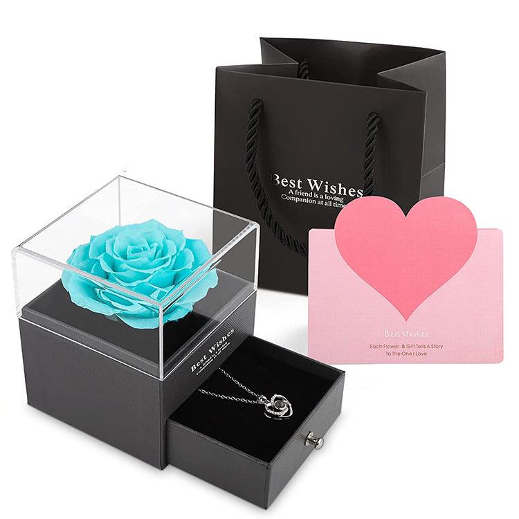 Preserved Flower Rose Jewelry Box Acrylic Gift Box - Elite Essence Store