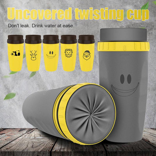 No Cover Twist Cup Travel Portable Cup Double Insulation Tumbler Straw Sippy Water Bottles Portable For Children Adults - Elite Essence Store