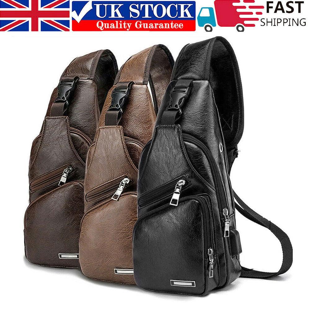 Men Chest Bag PU Shoulder Sling Backpack Pack Travel Sport Cross Body Bags - Elite Essence Store