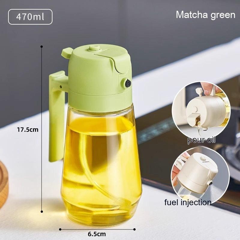 470ML Olive Oil Sprayer Dispenser For Cooking BBQ 2 In 1 Glass Oil Vinegar Soy Sauce Spray Kitchen Oil Bottle For Air Fryer - Elite Essence Store