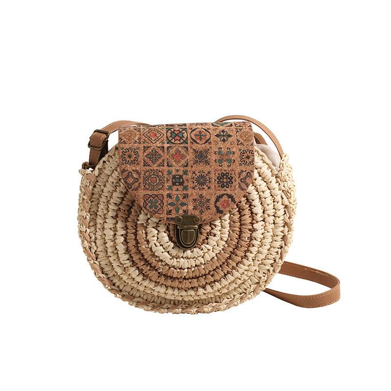 Seaside Holiday Small Crossbody Round Bag Round Cake Straw Bag - Elite Essence Store