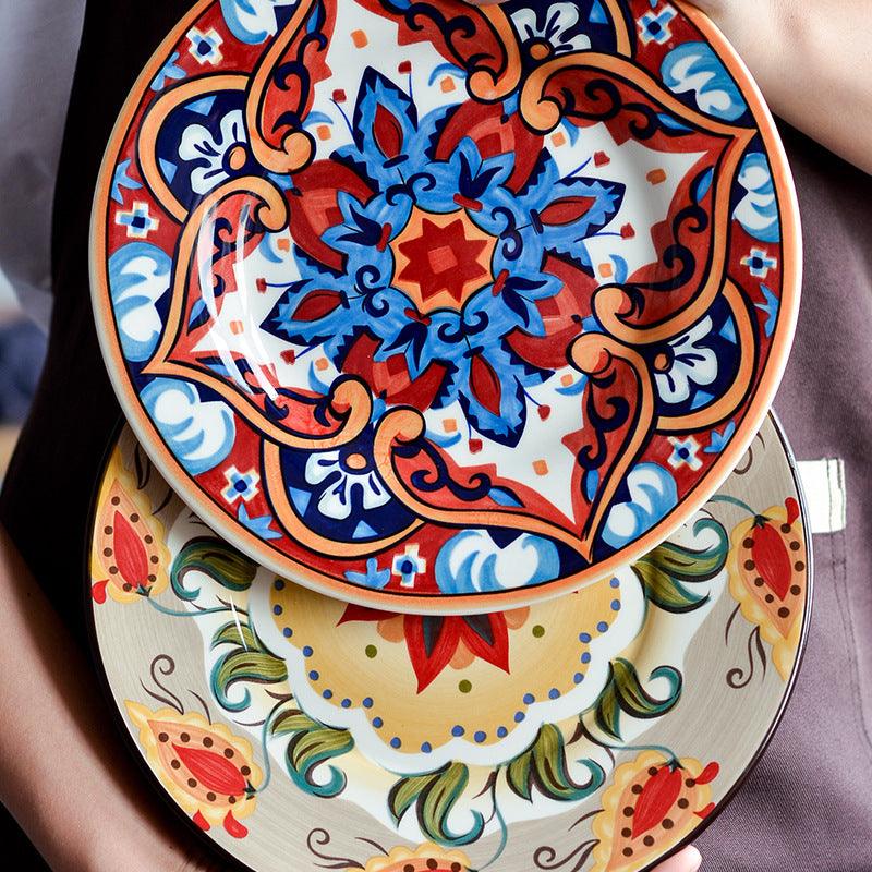 Underglaze Ceramic Tableware Bohemian Household Dishes - Elite Essence Store