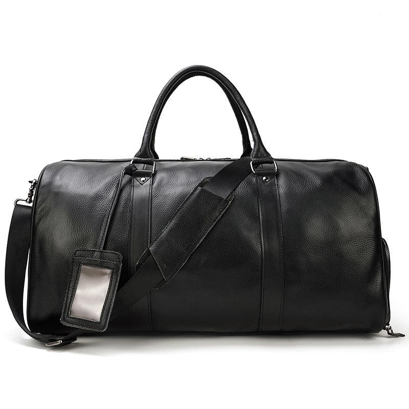 Men's Real-leather Traveling Black Gym Bag - Elite Essence Store