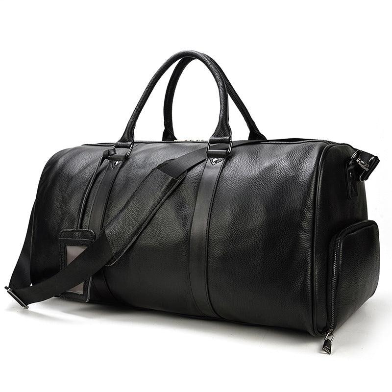 Men's Real-leather Traveling Black Gym Bag - Elite Essence Store