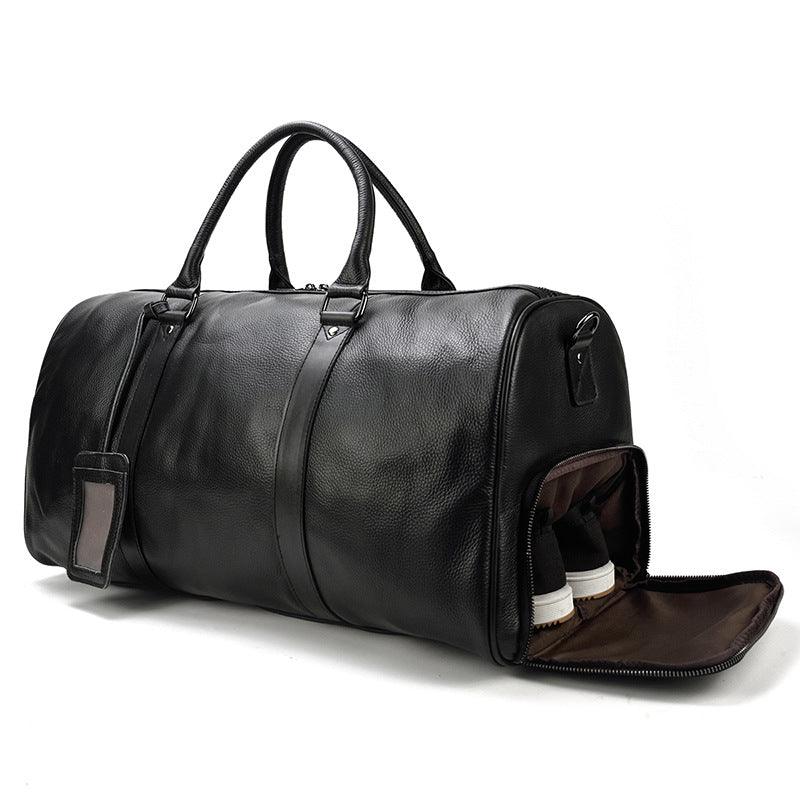 Men's Real-leather Traveling Black Gym Bag - Elite Essence Store