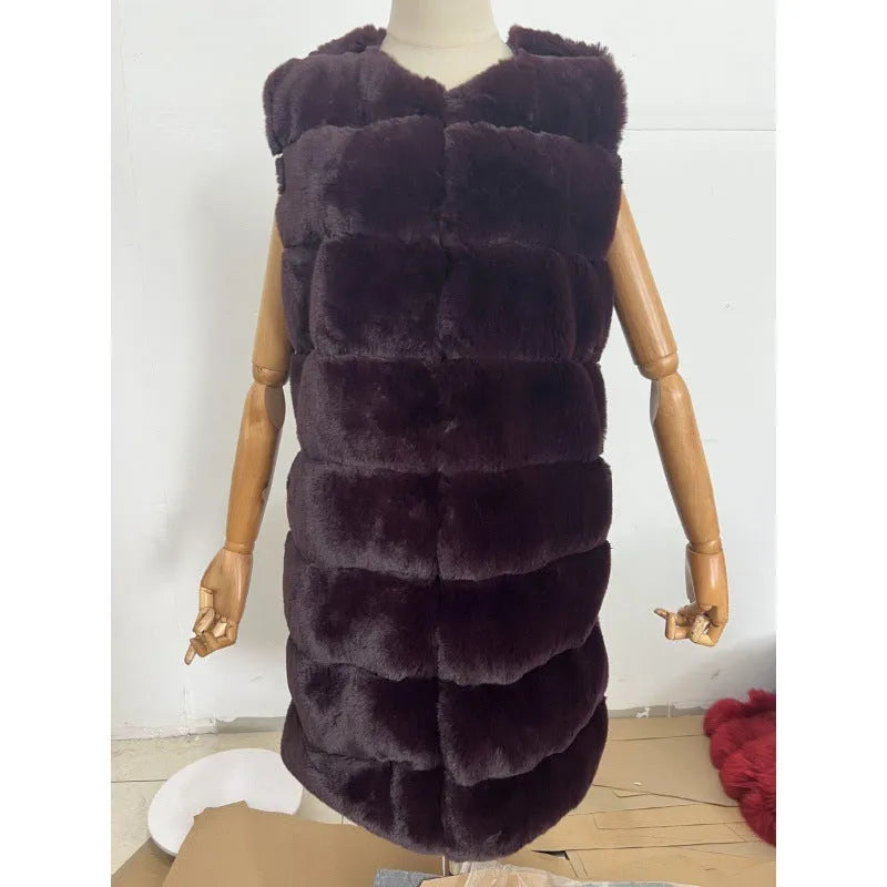 Fur Long Vest Cotton-padded Coat