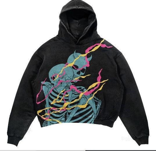 Men's And Women's Fashion Punk Design Fleece Printed Hoodie - Elite Essence Store