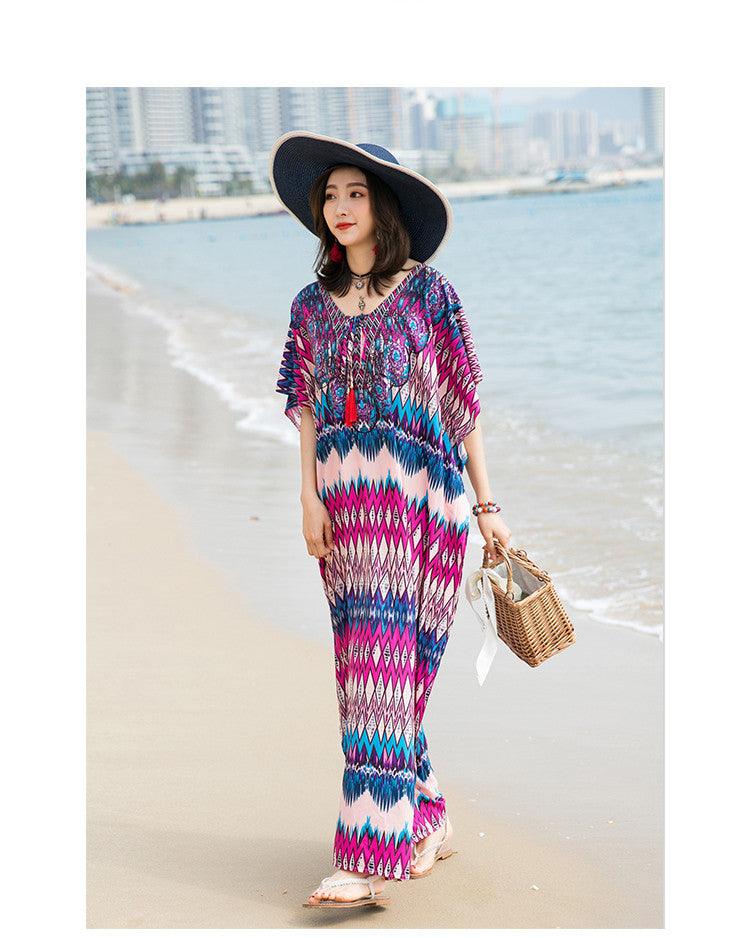 Print Robe Beach Bikini Blouse Dress - Elite Essence Store