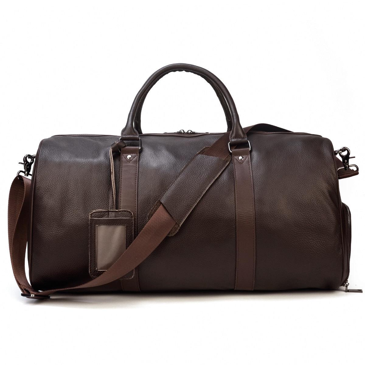 Men's Real-leather Traveling Black Gym Bag - Elite Essence Store