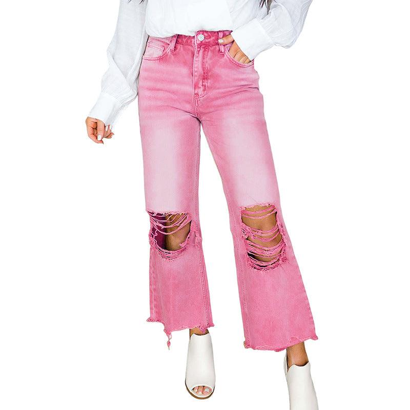 Women's Ripped Jeans Washed High Waist - Elite Essence Store