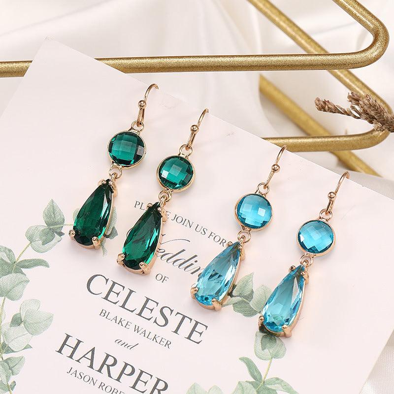 Copper Edging Geometric Multicolor K9 Glass Crystal Pendant Earrings - Elite Essence Store