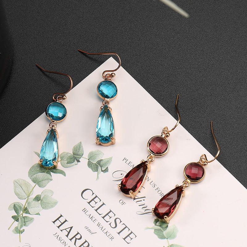 Copper Edging Geometric Multicolor K9 Glass Crystal Pendant Earrings - Elite Essence Store