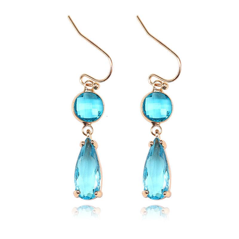 Copper Edging Geometric Multicolor K9 Glass Crystal Pendant Earrings - Elite Essence Store