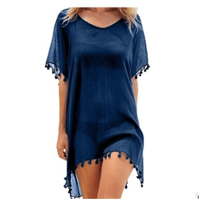 Women Blouses Loose Chiffon Dress Summer Beach Tunic Cover-Up Shirt - Elite Essence Store