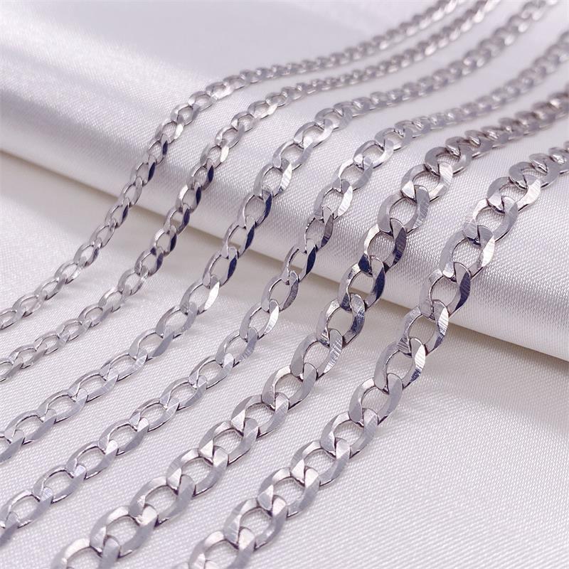 S925 Sterling Silver Simple Trendy Men's Curb Necklace Domineering Cuban Clavicle Chain - Elite Essence Store