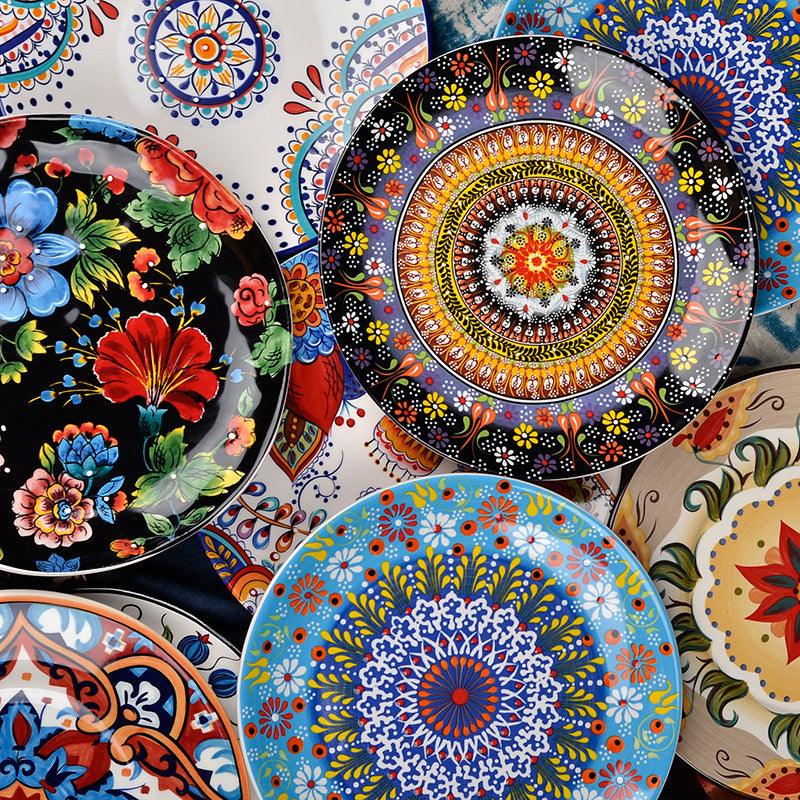 Underglaze Ceramic Tableware Bohemian Household Dishes - Elite Essence Store