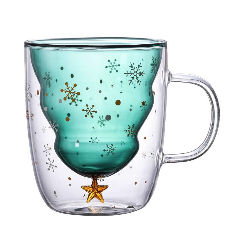 Double-layer Glass Christmas Tree Star Wish Cup High-temperature Resistant Glass Water Cup - Elite Essence Store