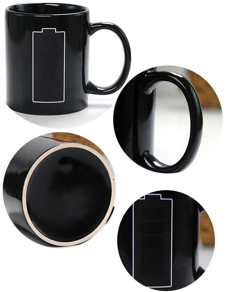 Battery display thermal temperature cup temperature sensitive color cup ceramic coffee mug - Elite Essence Store