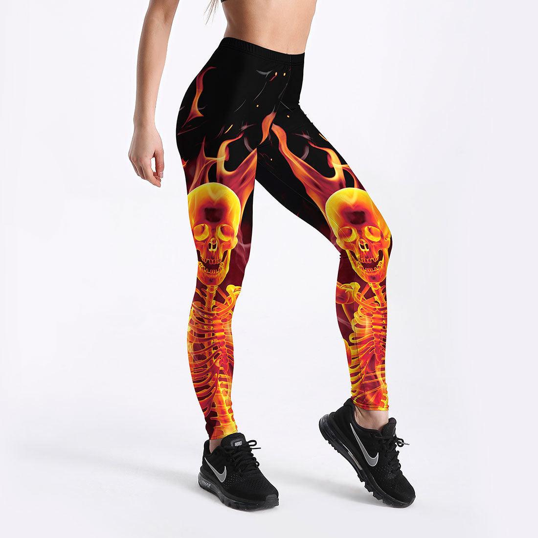 Women's Thin Breathable Slim Flame Skeleton Leggings - Elite Essence Store