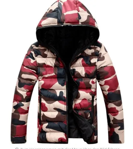 Men's camouflage cotton hooded Korean men's thick cotton pad warm cotton jacket