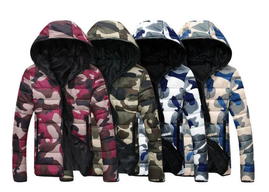 Men's camouflage cotton hooded Korean men's thick cotton pad warm cotton jacket