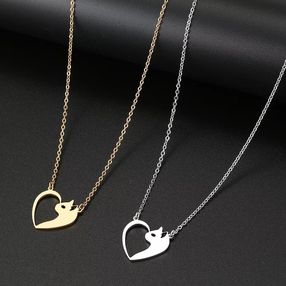 Women's Fashion Stainless Steel Cat Pendant Necklace - Elite Essence Store