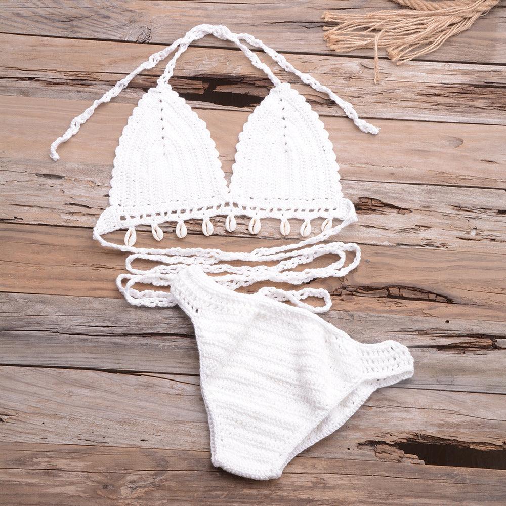 Hollow Shell Top Hand-Woven Bikini Outdoor - Elite Essence Store