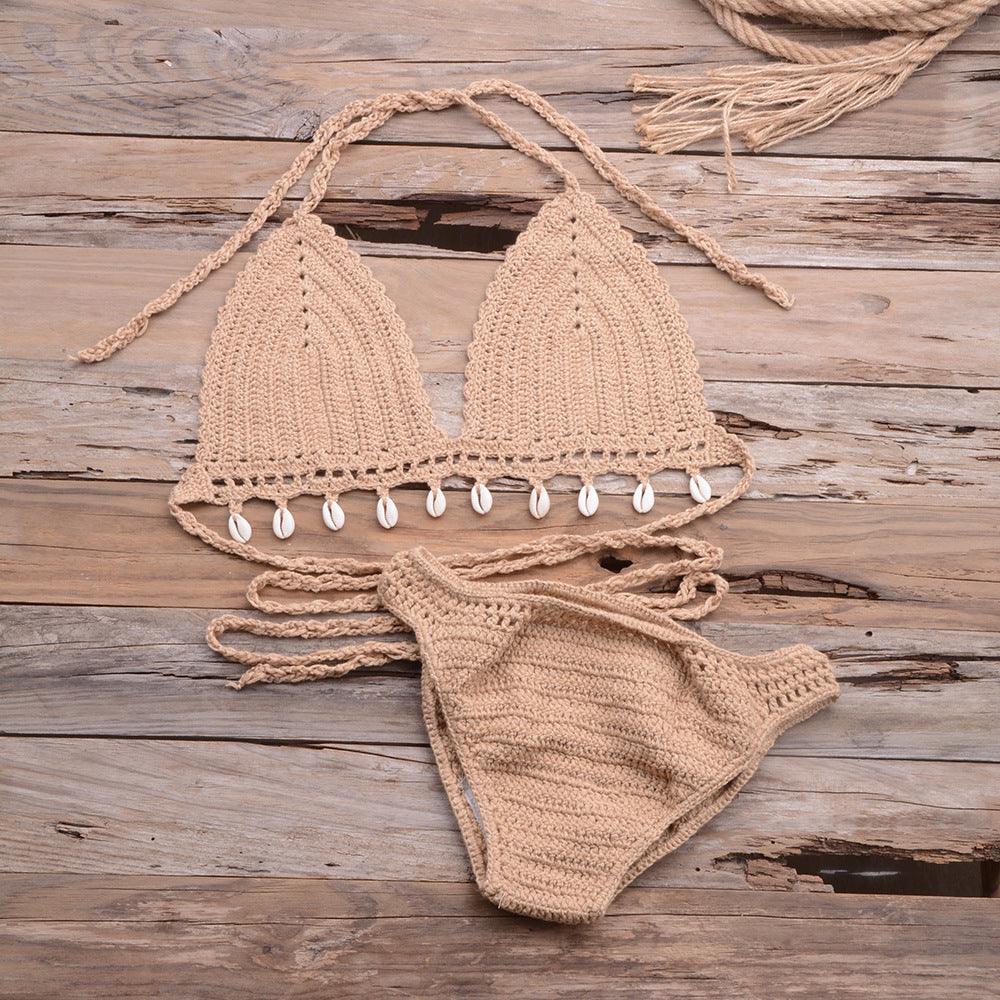 Hollow Shell Top Hand-Woven Bikini Outdoor - Elite Essence Store