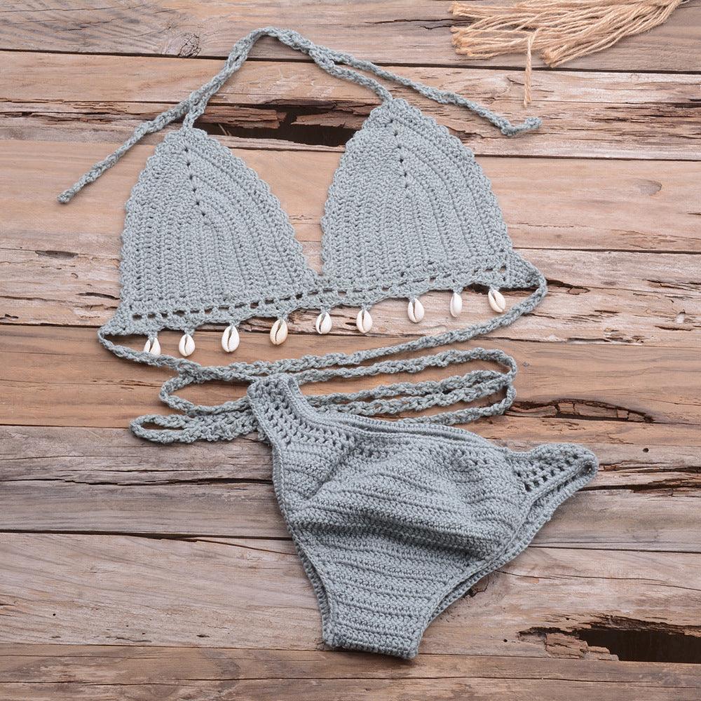 Hollow Shell Top Hand-Woven Bikini Outdoor - Elite Essence Store