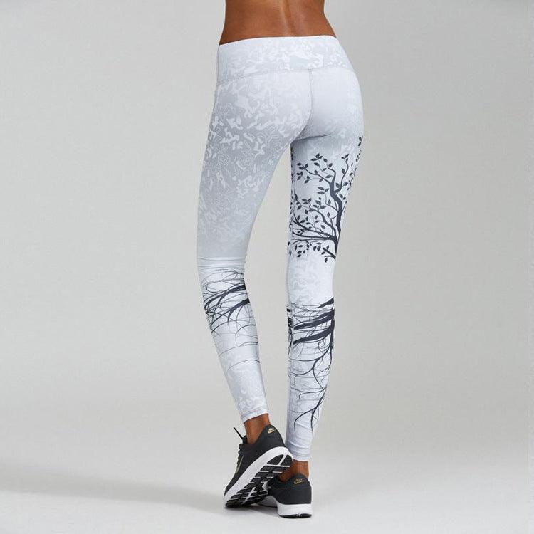 Printed Black Big Tree Buttocks High Waist Sports Fitness Yoga Wear Leggings - Elite Essence Store