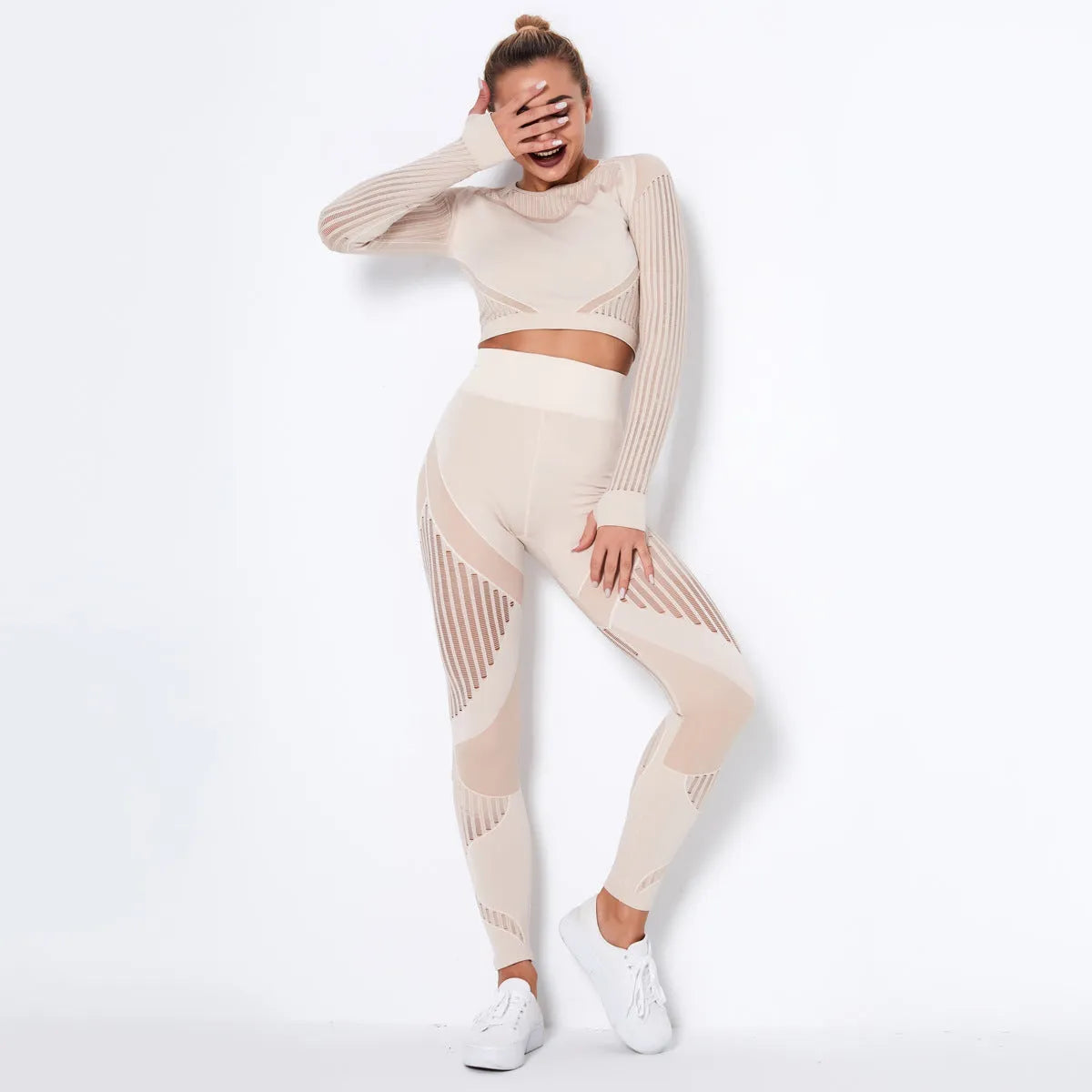 Seamless Knitted Absorbent Yoga Long-Sleeved Suit Yoga Wearsuit