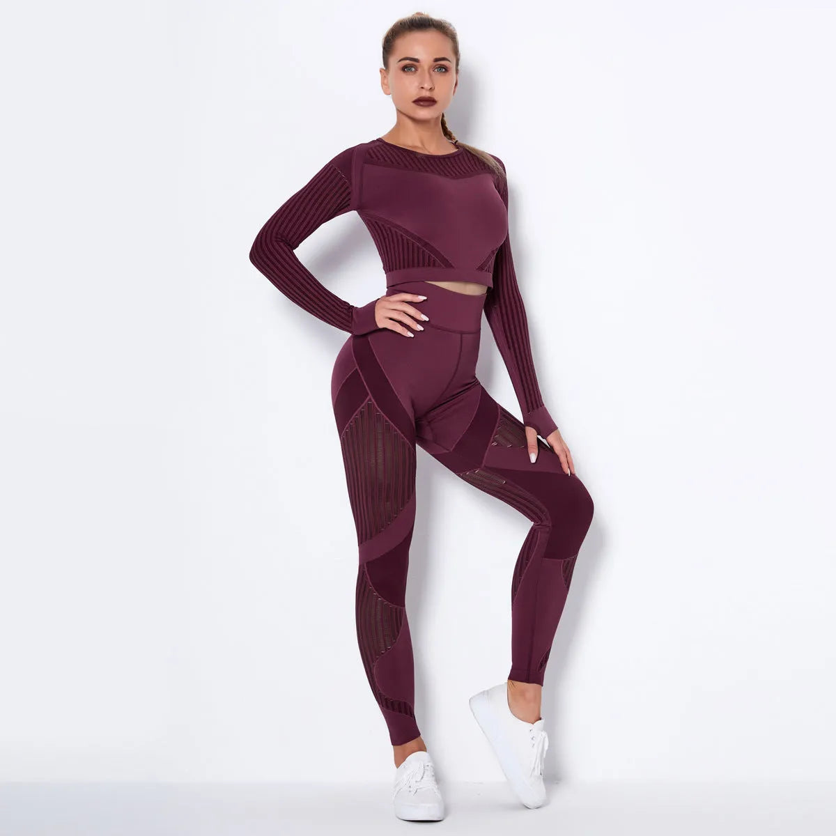 Seamless Knitted Absorbent Yoga Long-Sleeved Suit Yoga Wearsuit