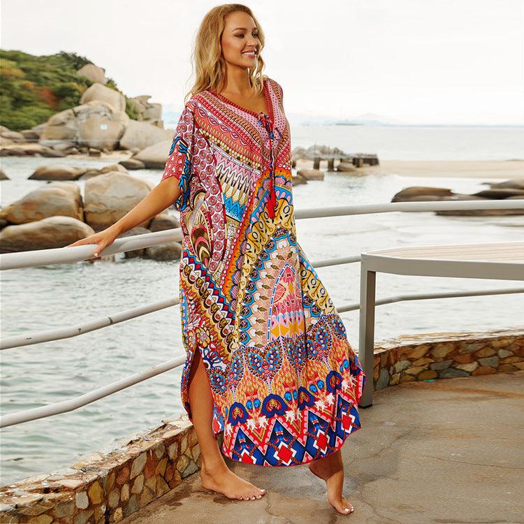 Print Robe Beach Bikini Blouse Dress - Elite Essence Store