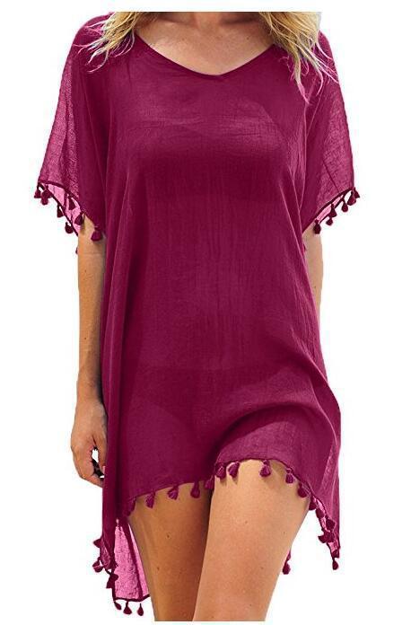 Women Blouses Loose Chiffon Dress Summer Beach Tunic Cover-Up Shirt - Elite Essence Store