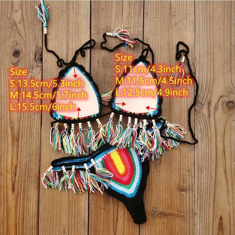 Handmade Crochet Bikini Suit Swimsuit Tassel - Elite Essence Store