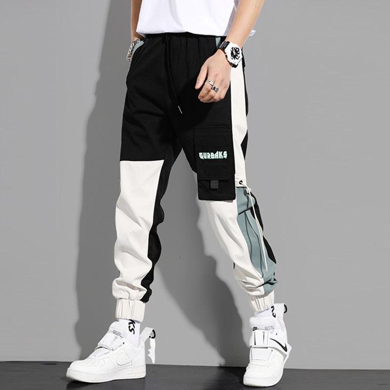 Men's Versatile Ankle-tied Stitching Drawstring Thin Casual Pants - Elite Essence Store