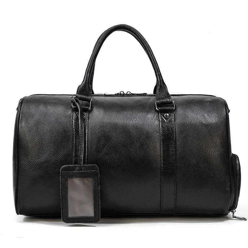 Men's Real-leather Traveling Black Gym Bag - Elite Essence Store