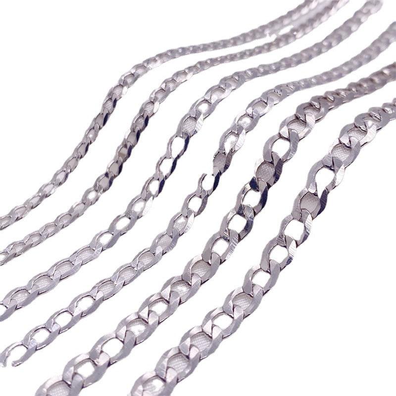 S925 Sterling Silver Simple Trendy Men's Curb Necklace Domineering Cuban Clavicle Chain - Elite Essence Store