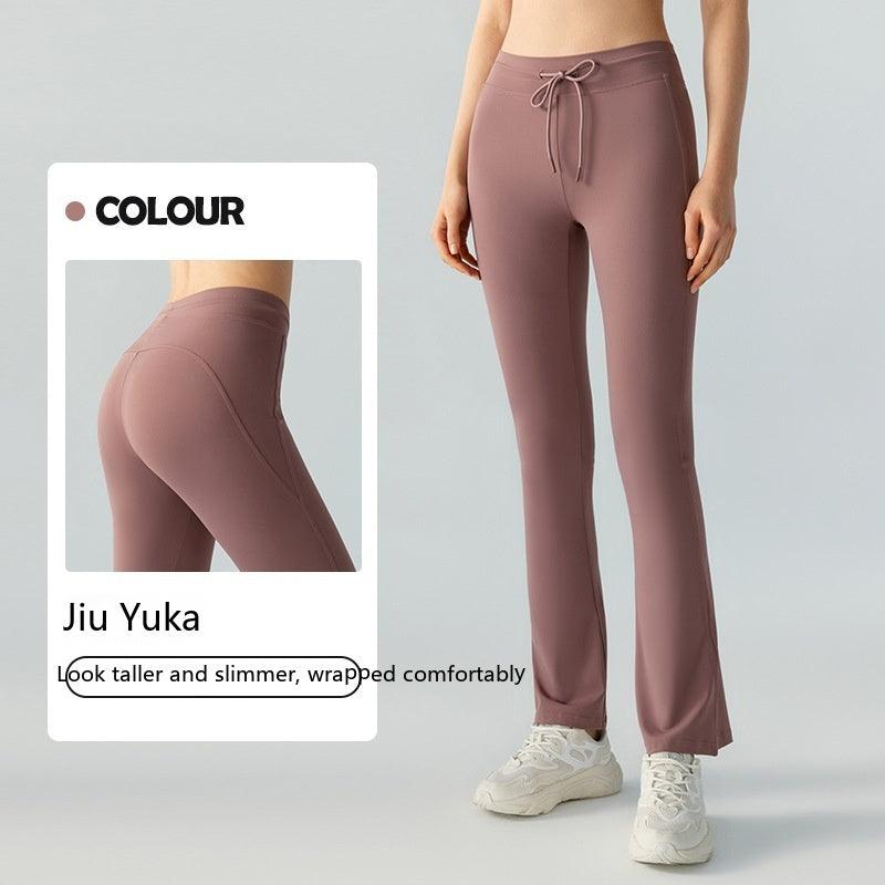 Waist Slimming And Hip Lifting Casual Yoga Pants Bilateral Pocket Yoga Bell-bottom Pants - Elite Essence Store