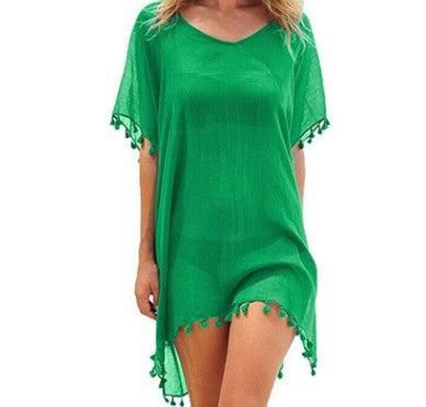 Women Blouses Loose Chiffon Dress Summer Beach Tunic Cover-Up Shirt - Elite Essence Store